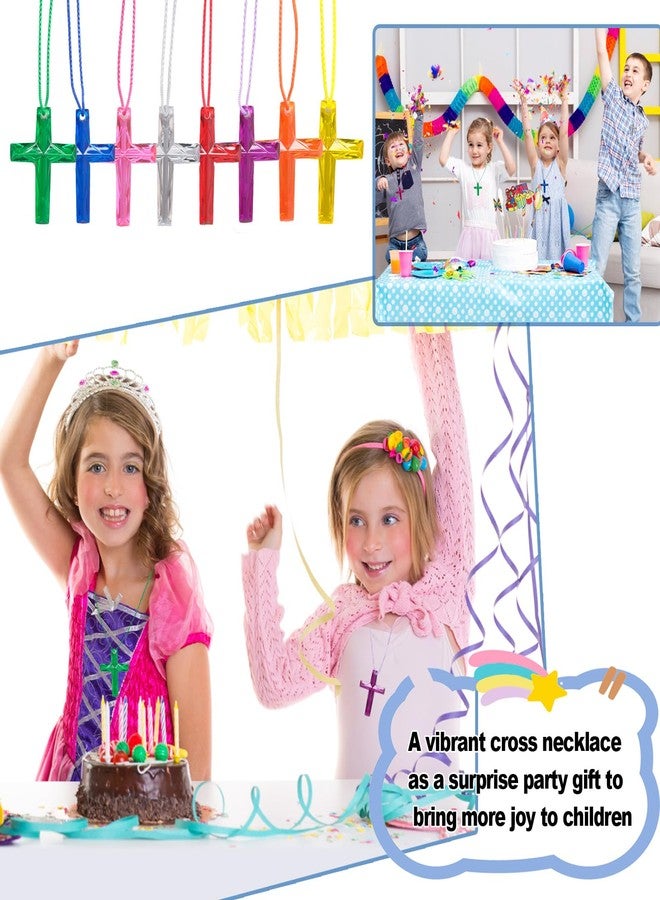 SENONAPO 304 Pcs Crystal Cross Necklace Multicolor Cross Necklace Bulk Colored Cross Necklaces Plastic Crystal Cross Necklace Easter Egg Fillers for School Prizes Christian Religious Party Favors Supplies - Image 5